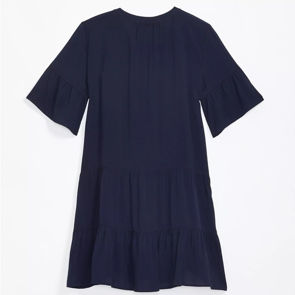 NWT LOFT Tiered Split Neck Swing Dress - Picture 2 of 7